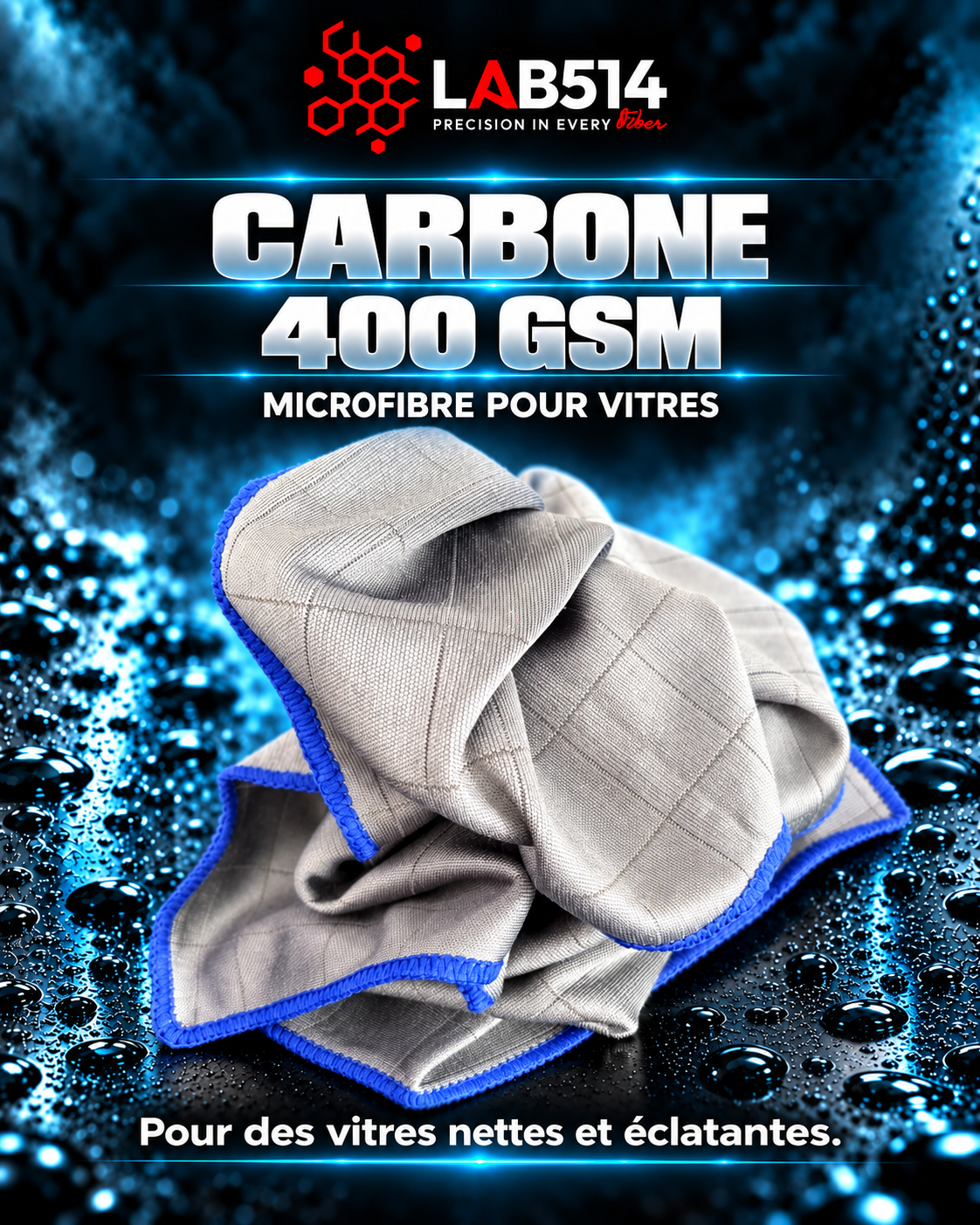 microfibre CARBONE 400GSM LAB514 pour vitres.
